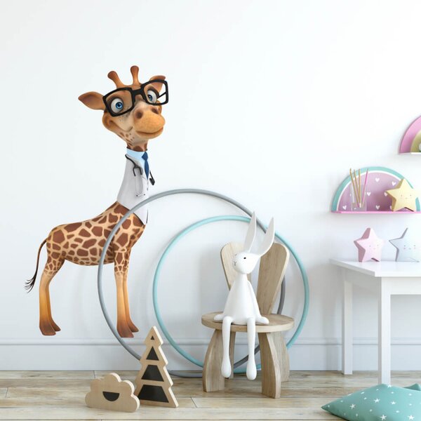 INSPIO-textilná prelepiteľná nálepka - Nálepka na stenu - Dr. Žirafa