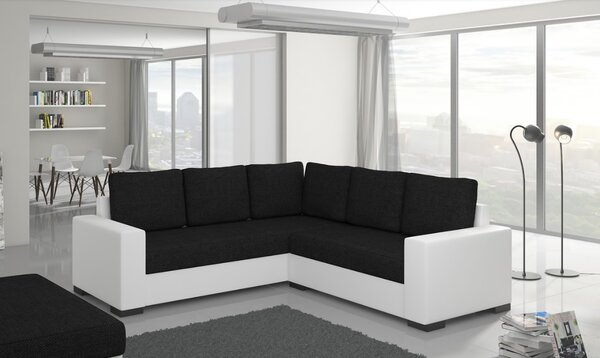 Moderná rohová sedačka Castel, biela / čierna