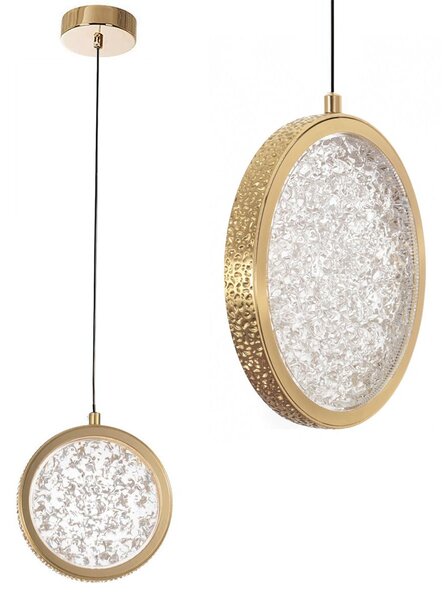Toolight Toolight, LED krištáľové závesné svietidlo, 7W, 4000K, 500lm, G089-1CP, zlatá, OSW-09706