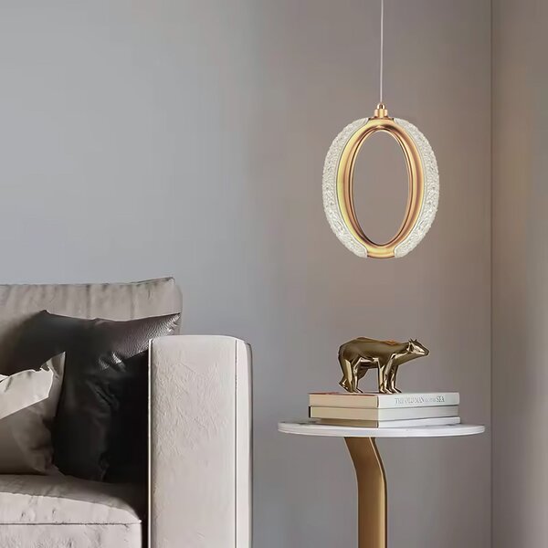 Toolight Toolight, LED krištáľové závesné svietidlo, 7W, 4000K, 500lm, G114-1CP, zlatá, OSW-09709