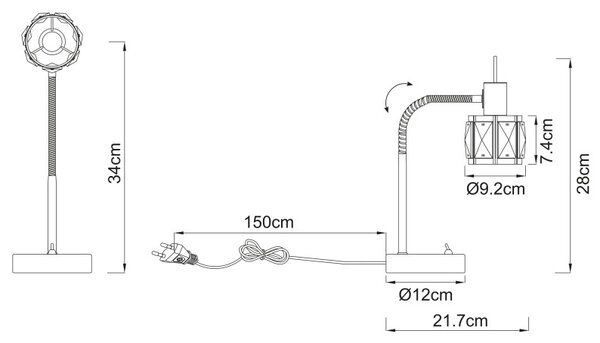 Globo 54356-1T stolná lampička Kris 1x40W | E14