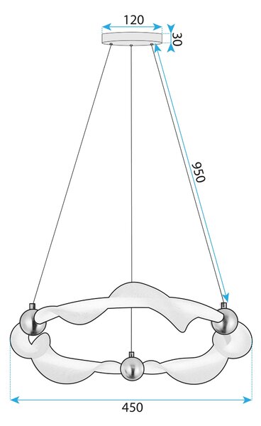 Toolight Toolight, LED závesné osvetlenie 45cm, 29W, 2500lm, 4000K, G010-CP, zlatá-biela, OSW-06317
