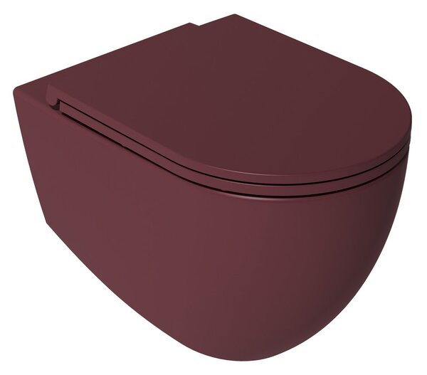 Isvea Isvea, INFINITY závesná WC misa, Rimless, 36,5x53cm, Matná maroon Red, 10NF02005-2R