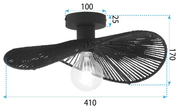 Toolight Toolight, stropné svietidlo 41cm, 1xE27, APP1832-1C, čierna, OSW-00631