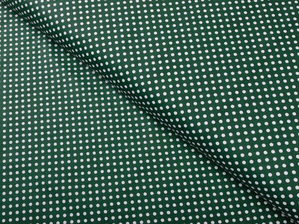 Bavlnená látka/plátno Sandra SA-337 Bodky na tmavo zelenom - šírka 140 cm