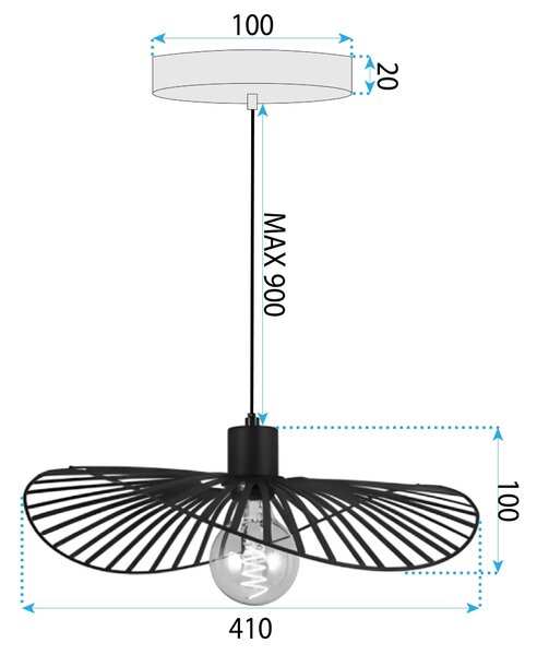 Toolight Toolight, závesné svietidlo 41cm, 1xE27, APP1840-1CP, čierna, OSW-07061