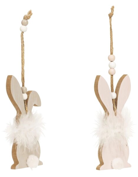 Závesný drevený zajko FLUFFY BUNNY 12 cm - viac variantov