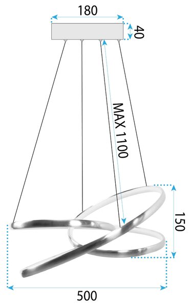 Toolight Toolight, LED závesné svietidlo 50cm, 32W, G005-CP, zlatá lesklá, OSW-09746
