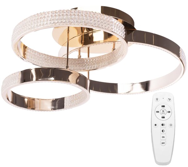 Toolight Toolight, LED kryštálové stropné svietidlo s diaľkovým ovládaním 42W, G003-C, zlatá lesklá, OSW-09744