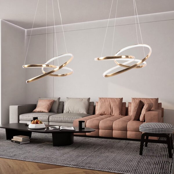 Toolight Toolight, LED závesné svietidlo 50cm, 32W, G005-CP, zlatá lesklá, OSW-09746