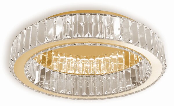 Toolight Toolight, LED stropné krištáľové svietidlo 39cm, 24W, 4000K, 1500lm, APP1719-C 40, zlatá lesklá, OSW-09300