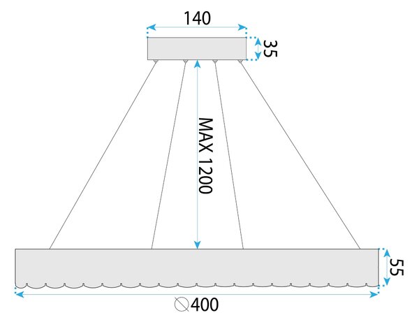 Toolight Toolight, LED stropné svietidlo 40cm, 24W, 4000K, 2500lm, MS018-CP, ružové zlato, OSW-09630