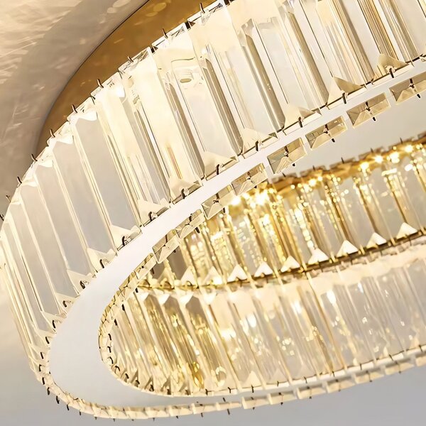 Toolight Toolight, LED stropné krištáľové svietidlo 39cm, 24W, 4000K, 1500lm, APP1719-C 40, zlatá lesklá, OSW-09300
