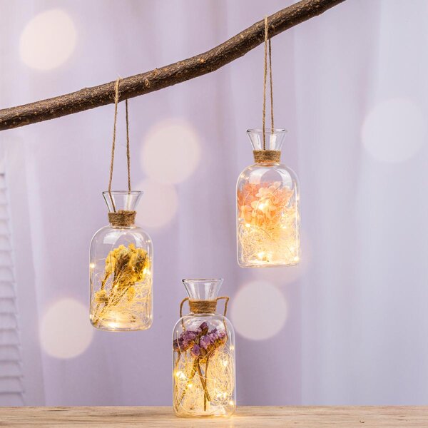 LED lampička so sušenými kvetmi