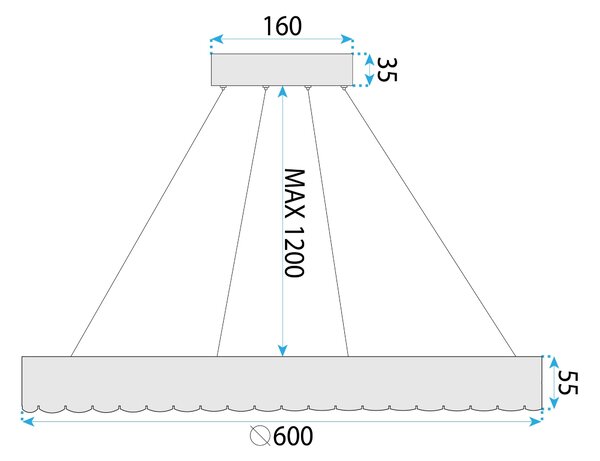 Toolight Toolight, LED závesné svietidlo 60cm, 40W, 4000K, MS019-CP, ružové zlato, OSW-09631