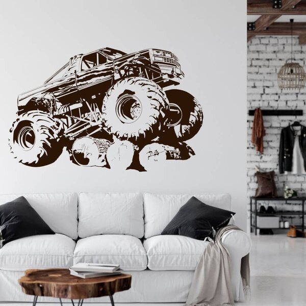 INSPIO-textilná prelepiteľná nálepka - Nálepka na stenu - Monster Auto!