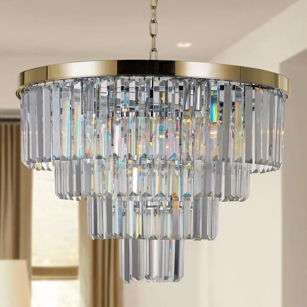 Toolight Toolight, závesný krištáľový stropný luster 58cm, 6xE14, APP1533-6CP4, zlatá, OSW-03255