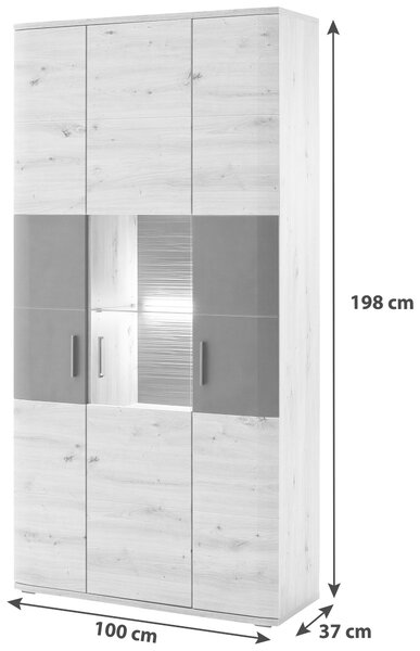 KOMBINÁCIA VITRÍN, antracitová, farba duba, 100/198/37 cm Livetastic - Sklenené vitríny, Online Only