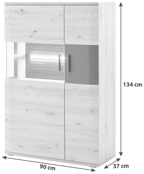 VYSOKÁ KOMODA, antracitová, číra, farba duba, 90/134/37 cm Livetastic - Online Only drobný nábytok, Online Only