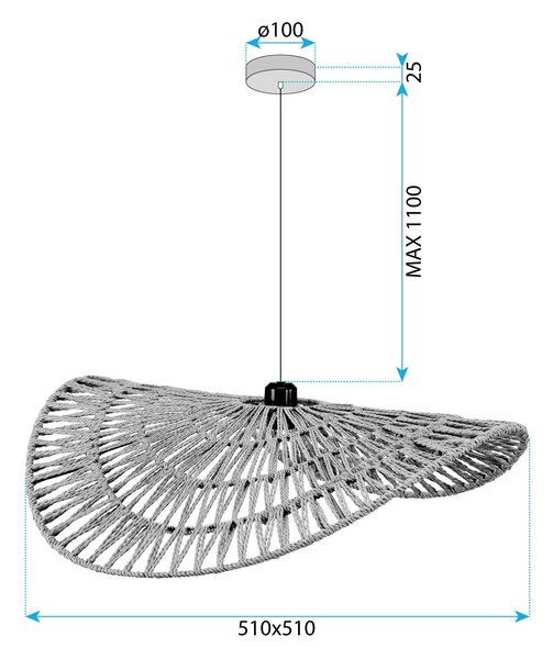 Toolight Toolight, závesné stropné svietidlo 50cm, 1xE27, APP1739-1CP, hnedá-čierna, OSW-06062