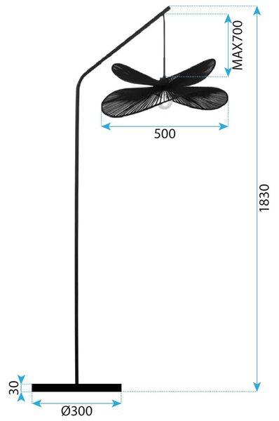 Toolight Toolight, lampa na postavenie 1xE27, APP1835-1F, čierna, OSW-00638