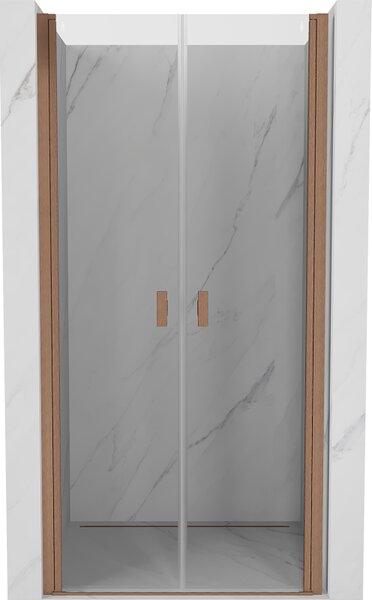 Mexen MIST, 2-krídlové sprchové dvere (d+d) 70x200 cm, 6mm číre sklo, medený matný profil, 8A7-070-000-65-00