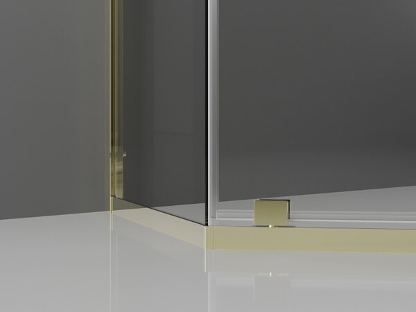 Mexen Exo, päťuholníkový výklopný sprchový kút 80 x 80 cm, číre sklo, zlatá, 812-080-080-50-00