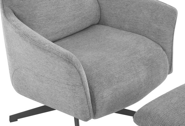 RELAXAČNÉ KRESLO S PODNOŽKOU, textil, sivá Welnova - Kreslá