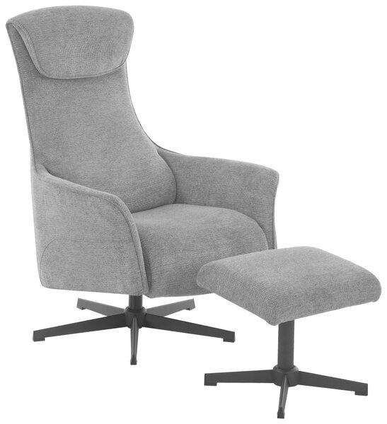RELAXAČNÉ KRESLO S PODNOŽKOU, textil, sivá Welnova - Kreslá
