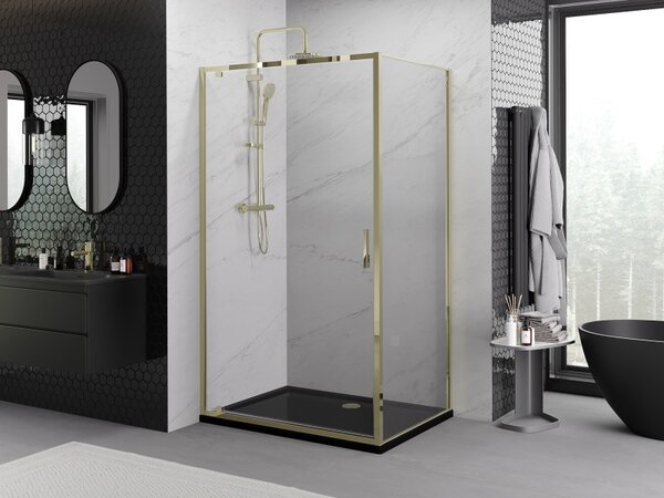 Mexen Exo, výklopný sprchový kút 70 x 80 cm, číre sklo, zlatá, 8181-070-080-50-00