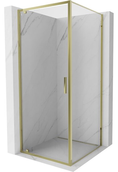 Mexen Exo, výklopný sprchový kút 75 x 75 cm, číre sklo, zlatá, 8181-075-075-50-00