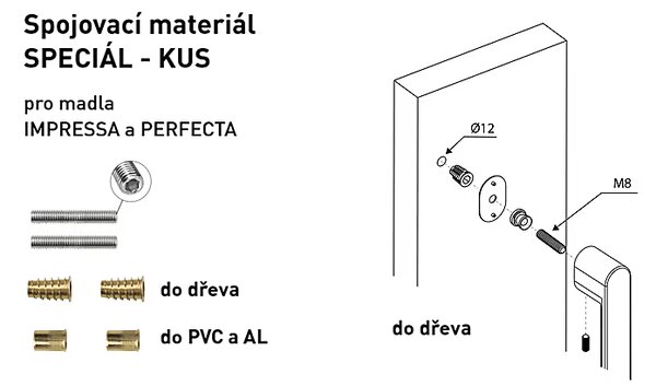 Madlo na dvere MP MPK - IMPRESSA (SP) KS (CUM - Meď matná), MP CUM (matná meď)