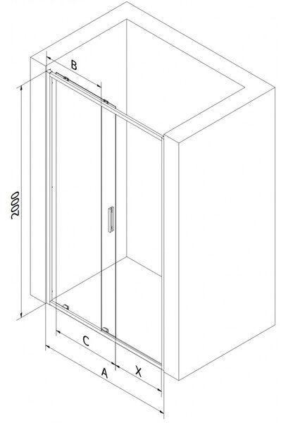 Mexen Exo, posuvné sprchové dvere 130 cm, číre sklo, zlatá, 8151-130-000-50-00
