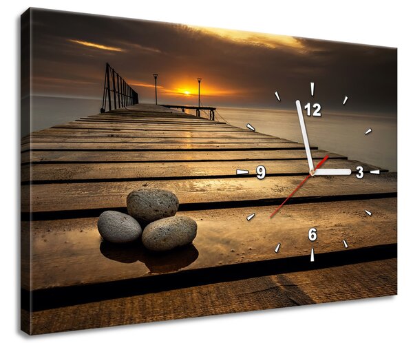 Obraz s hodinami Nádherné ráno pri móle Rozmery: 60 x 40 cm