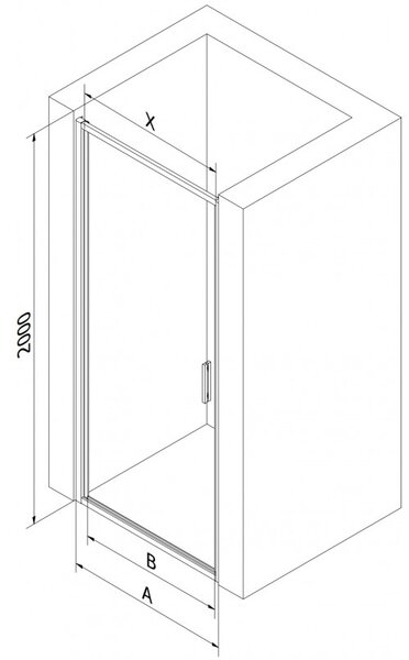 Mexen Exo, výklopné sprchové dvere 50 cm, číre sklo, čierny profil, 817-050-000-70-00