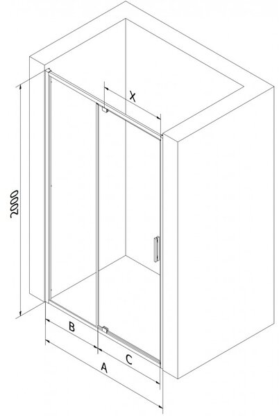 Mexen Exo, výklopné sprchové dvere 90 cm, číre sklo, zlatá, 819-090-000-50-00