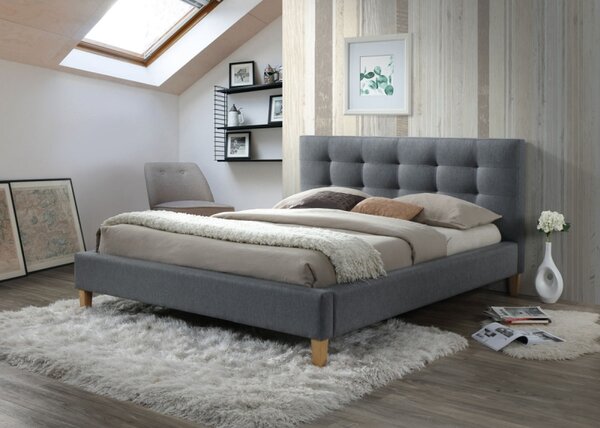 Sivá dvojlôžková posteľ TEXAS 140 x 200 cm Matrac: Bez matraca