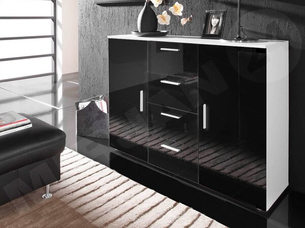 Mirjan24 Komoda Cami, Farby: biela / biely lesk 5902928110241