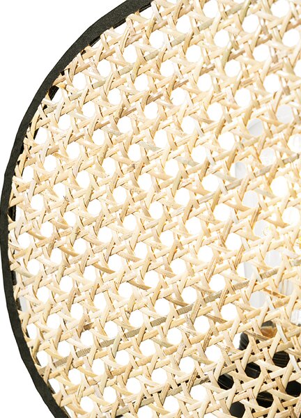 Rustikálna stolná lampa čierna s ratanom 25 cm - Kata