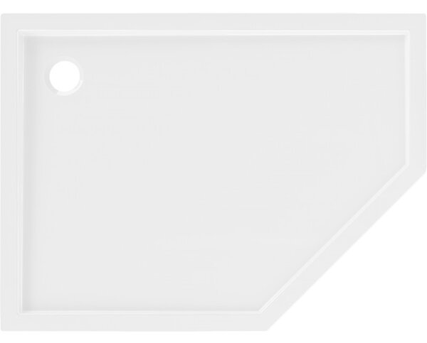 Mexen Flow Slim, ľavostranná päťuholníková sprchová vanička 90 x 80 cm, biela lesklá, 46P108090L