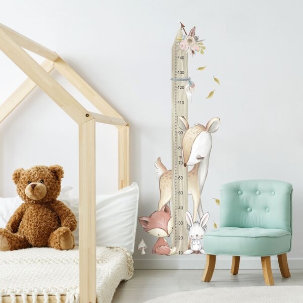 INSPIO-textilná prelepiteľná nálepka - Lesné zvieratká - nálepka meter na stenu pre deti