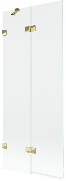 Mexen Lunar, 2-krídlová vaňová zástena ľavá 80 x 150 cm, číre sklo, zlatá lesklá, 897-080-100-50-00-L