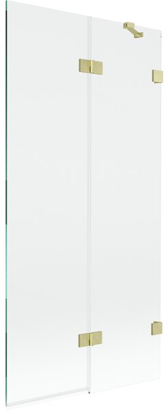 Mexen Lunar, 2-krídlová vaňová zástena pravá 90 x 150 cm, číre sklo, zlatá matná, 897-090-100-55-00-P
