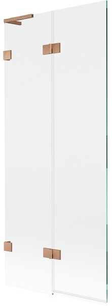 Mexen Lunar L, 2-krídlová vaňová zástena ľavá 80 x 150 cm, číre sklo, medená matná, 897L-080-100-65-00-L