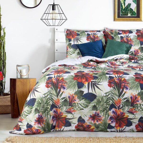 Kvetované posteľné obliečky NELLY z bavlneného saténu 140x200 cm, 70x90 cm
