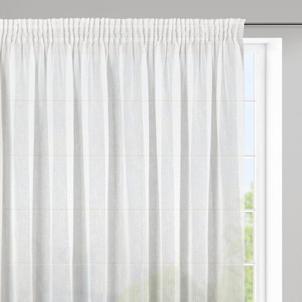 Biela záclona LILIAN na páske s dažďovým efektom, polopriehľadná 400X145 cm