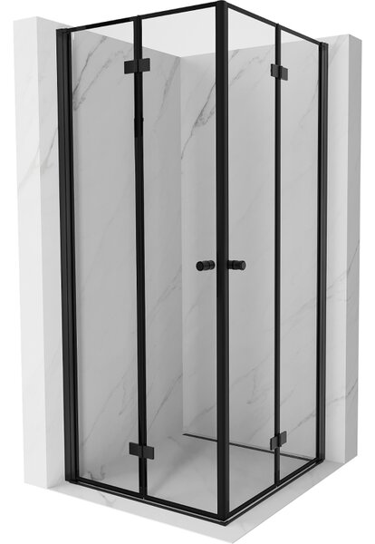 Mexen Mist-F Duo, skladací sprchový kút 70 x 70 cm, číre sklo-čierny rám, 8A6-070L-070P-70-70