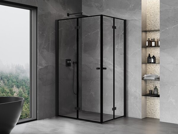Mexen Mist-F Duo, skladací sprchový kút 80 x 70 cm, číre sklo-čierny rám, 8A6-080L-070P-70-70