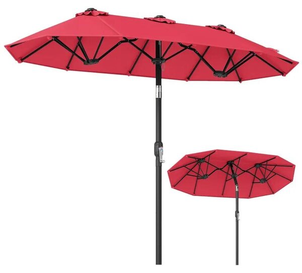 Dvojitý slnečník s páčkou a 12 rebrami, model NP13306WN, rozmer 300 x 160 cm, červený