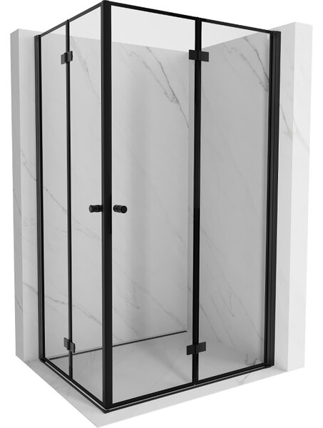 Mexen Mist-F Duo, skladací sprchový kút 70 x 75 cm, číre sklo-čierny rám, 8A6-070L-075P-70-70